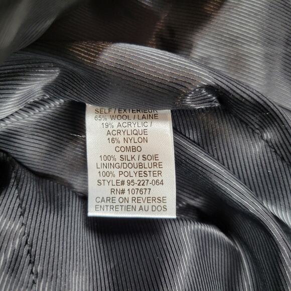 Alice + Olivia Boucle Wool Jacket Womens M Black Silk Crepe Trim Cropped Buttons - Picture 4 of 16